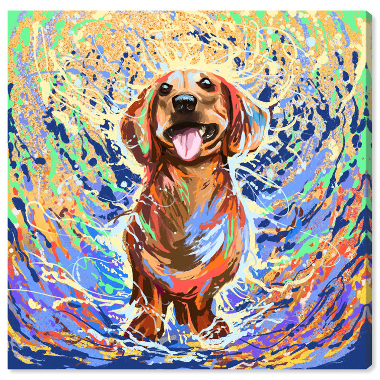 Colorful dog shop canvas art